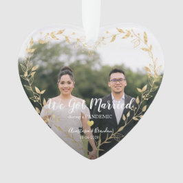 Gold Photo Heart gehuwd tijdens pandemische kerstm Ornament