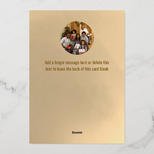 Gold Photo-kerstfeest Folie Feestdagenkaart (Achterkant)