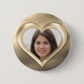 Gold Photo Lijst Heart Ronde Button 5,7 Cm (Voorkant)