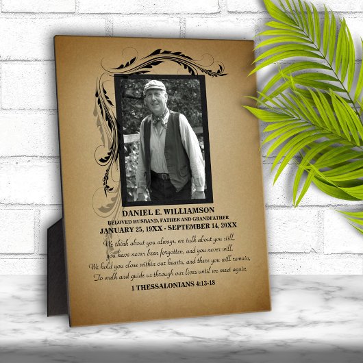 Gold Photo Memorial Plaque Fotoplaat