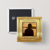 Gold Photo Memorial Vierkante Button 5,1 Cm (Voorkant /achterkant)