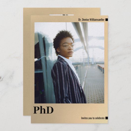 Gold Photo PhD-Afstuderen Kaart (Voorkant / Achterkant)