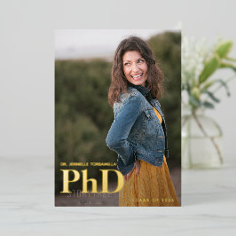 Gold Photo PhD Afstuderen kondiging Folie Uitnodiging