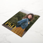 Gold Photo PhD Afstuderen kondiging Folie Uitnodiging (Gedraaid)