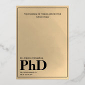 Gold Photo PhD Afstuderen kondiging Folie Uitnodiging (Achterkant)