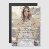 Gold Photo Quinceanera Magnetische Uitnodiging (Voorkant / Achterkant)