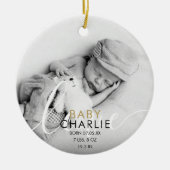 Gold Photo Script Baby Birth Stats kondiging Keramisch Ornament (Voorkant)