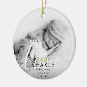 Gold Photo Script Baby Birth Stats kondiging Keramisch Ornament (Links)