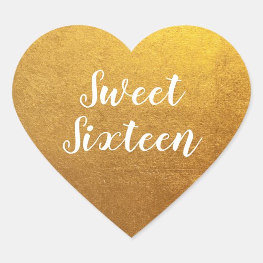 Gold Photo Sweet Sixteen Hart Sticker (Voorkant)