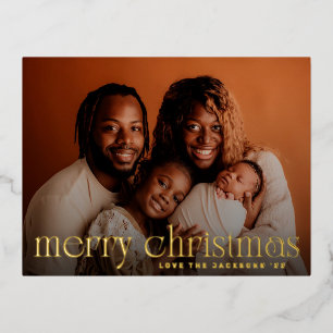Gold Photo van Elegant Fun Merry-kerstfamilie Folie Feestdagen Briefkaart