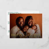 Gold Photo van Elegant Fun Merry-kerstfamilie Folie Feestdagen Briefkaart (Voorkant / Achterkant)