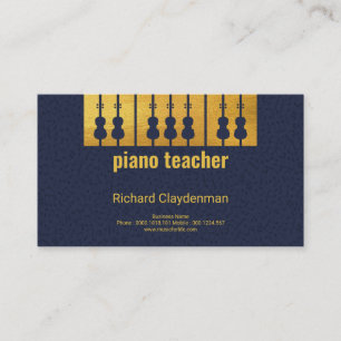 Gold Piano Keys Violin Black Key Silhouette Music Visitekaartje