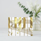 Gold Piano-toetsenbord Briefkaart (Staand voorkant)