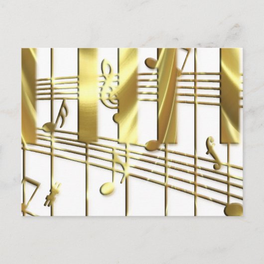 Gold Piano-toetsenbord Briefkaart (Voorkant)