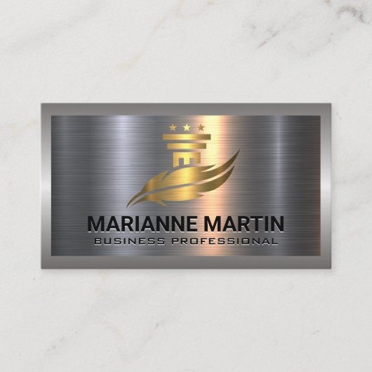 Gold Pillar en Logo | Metaal aluminium Visitekaartje (Voorkant)