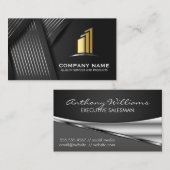 Gold Pillar Logo | Achtergrond van streepjeslint Visitekaartje (Voorkant / Achterkant)