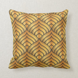 Gold Pine Comb en Black Ink Art Deco Pattern Kussen