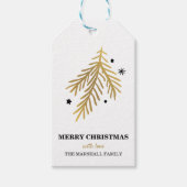 Gold pine en sterrenkerstmis cadeaulabel (Voorkant)