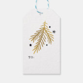 Gold pine en sterrenkerstmis cadeaulabel (Achterkant)