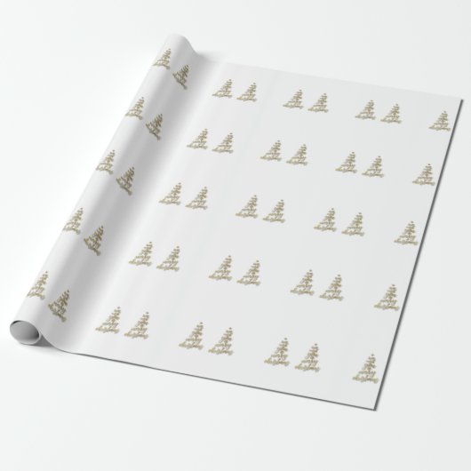 Gold Pine-kerstboom Cadeaupapier (Uitgerold)