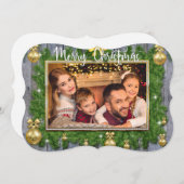 Gold Pine-Lijst op Planks Fancy, foto Feestdagenkaart (Voorkant / Achterkant)