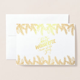 Gold Pine lijst Wintervakantie wensen Foto Folie Kaarten