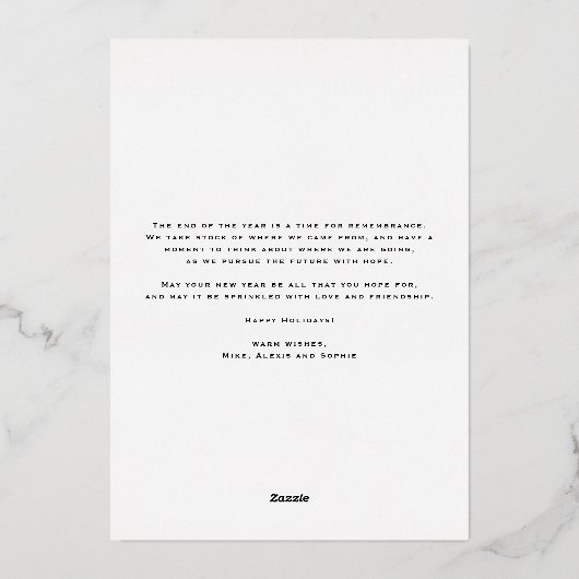 Gold Pine Needles and Cones Photo Merry Kerstry Folie Feestdagenkaart (Achterkant)