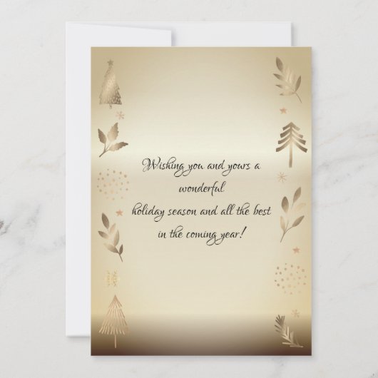 Gold Pine Tree Branch Foto Vrolijk Kerstfeest (Achterkant)