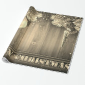 Gold Pine Tree Branches, Ornamenten, houtvakantie Cadeaupapier (Uitgerold)