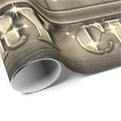 Gold Pine Tree Branches, Ornamenten, houtvakantie Cadeaupapier (Rol Hoek)