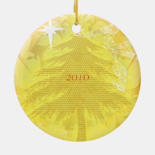 Gold Pine Tree Christmas Family Foto Ornament (Achterkant)
