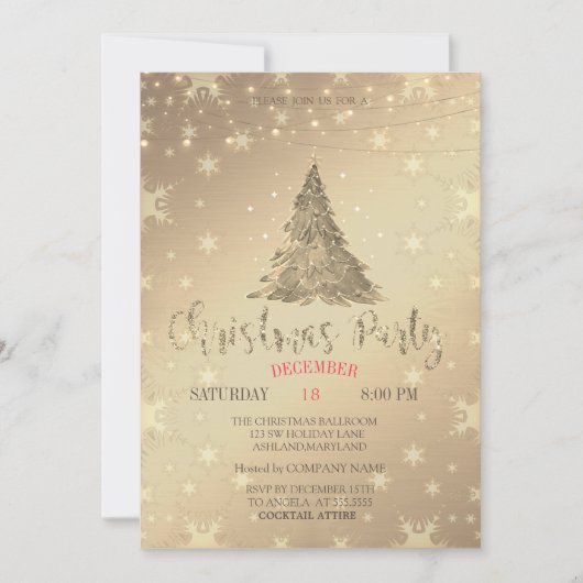 Gold Pine Tree (gouden kerstfeest) Kaart (Voorkant)