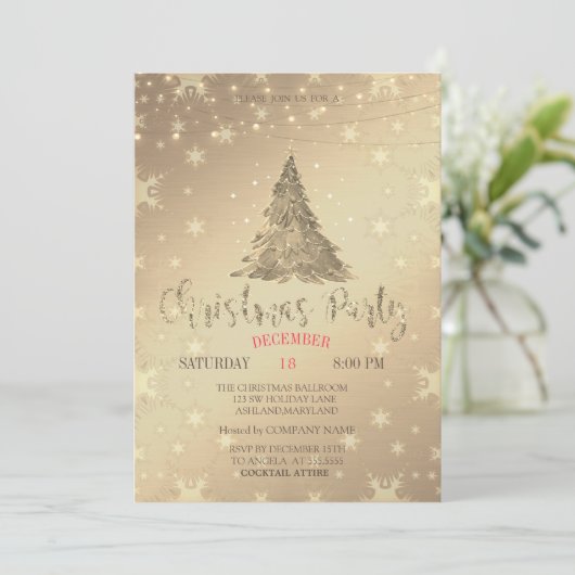 Gold Pine Tree (gouden kerstfeest) Kaart (Staand voorkant)