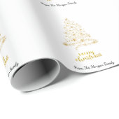 Gold Pine Tree Stars Merry kerst Cadeaupapier (Rol Hoek)