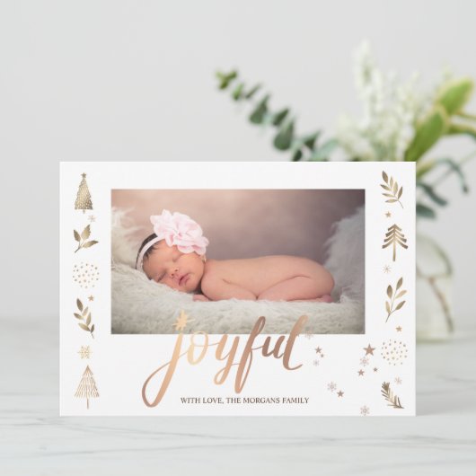 Gold Pine Tree sterren vreugdevolle Baby foto (Staand voorkant)