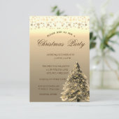 Gold Pine Tree, Stippen Corporate Kerstparty Kaart (Staand voorkant)