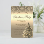 Gold Pine Tree, Stippen Sneeuwvlokken kerstfeest Kaart (Staand voorkant)