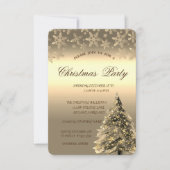 Gold Pine Tree, Stippen Sneeuwvlokken kerstfeest Kaart (Voorkant)