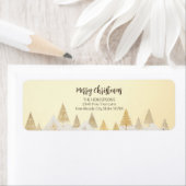 Gold Pine Trees Christmas Retour Adres Labels (Insitu)