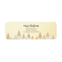 Gold Pine Trees Christmas Retour Adres Labels