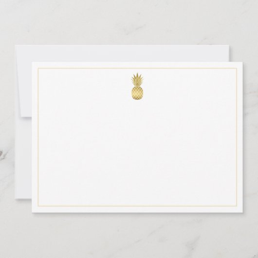 Gold Pineappel Note Card Notitiekaartje (Voorkant)