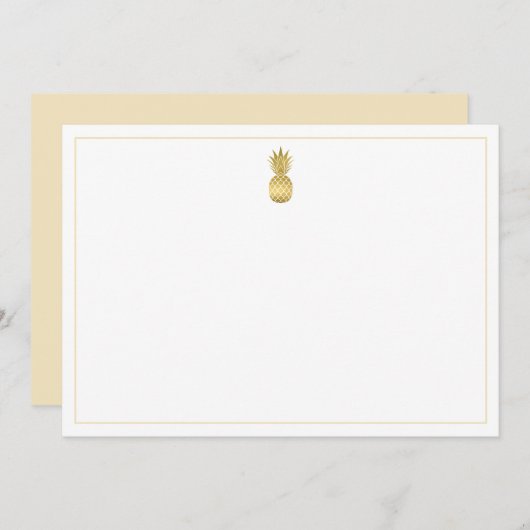 Gold Pineappel Note Card Notitiekaartje (Voorkant / Achterkant)