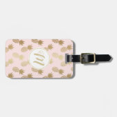Gold Pineappel Pattern & Monogram Bagagelabel (Voorkant horizontaal)