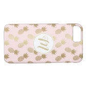 Gold Pineappel Pattern & Monogram Case-Mate iPhone Case (Achterkant (Horizontaal))