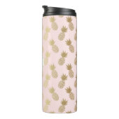 Gold Pineappel Pattern & Monogram Thermosbeker (Geroteerd rechts)