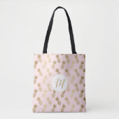 Gold Pineappel Pattern & Monogram Tote Bag (Voorkant)