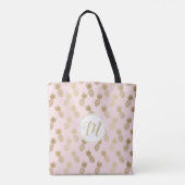 Gold Pineappel Pattern & Monogram Tote Bag (Achterkant)