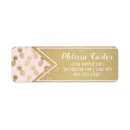 Gold Pineappel Pattern & Ribbon Etiket