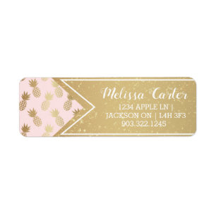Gold Pineappel Pattern & Ribbon Etiket