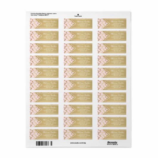 Gold Pineappel Pattern & Ribbon Etiket (Full Sheet)